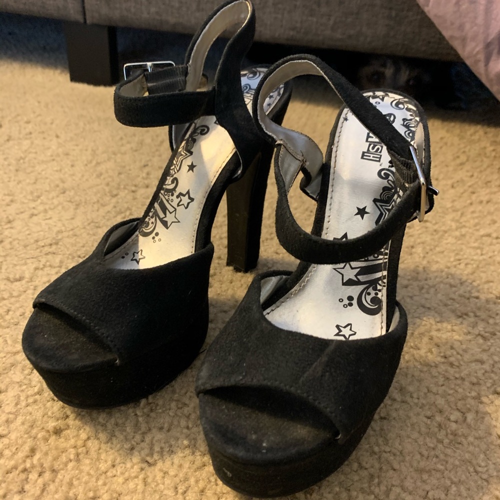 Baash suede black platform heels
